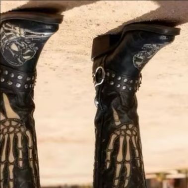 Fashion Men'S Boots - Skull Totem Western Boots Women/men Retro