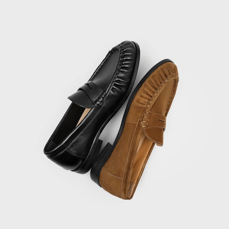 Mens Fashion Zapatos - Wrinkles Round Head Male Flats Solid