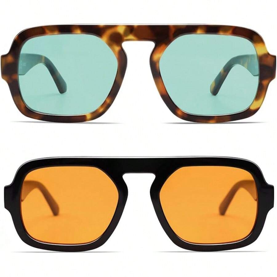 Men'S Fashion 70S - VANLINKER Oversized Retro Square Aviator For